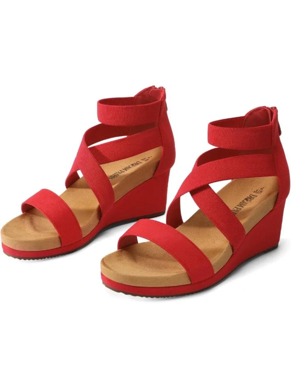 Stylish Open Toe Platform Wedge Sandals with Elastic Ankle Strap - Summer